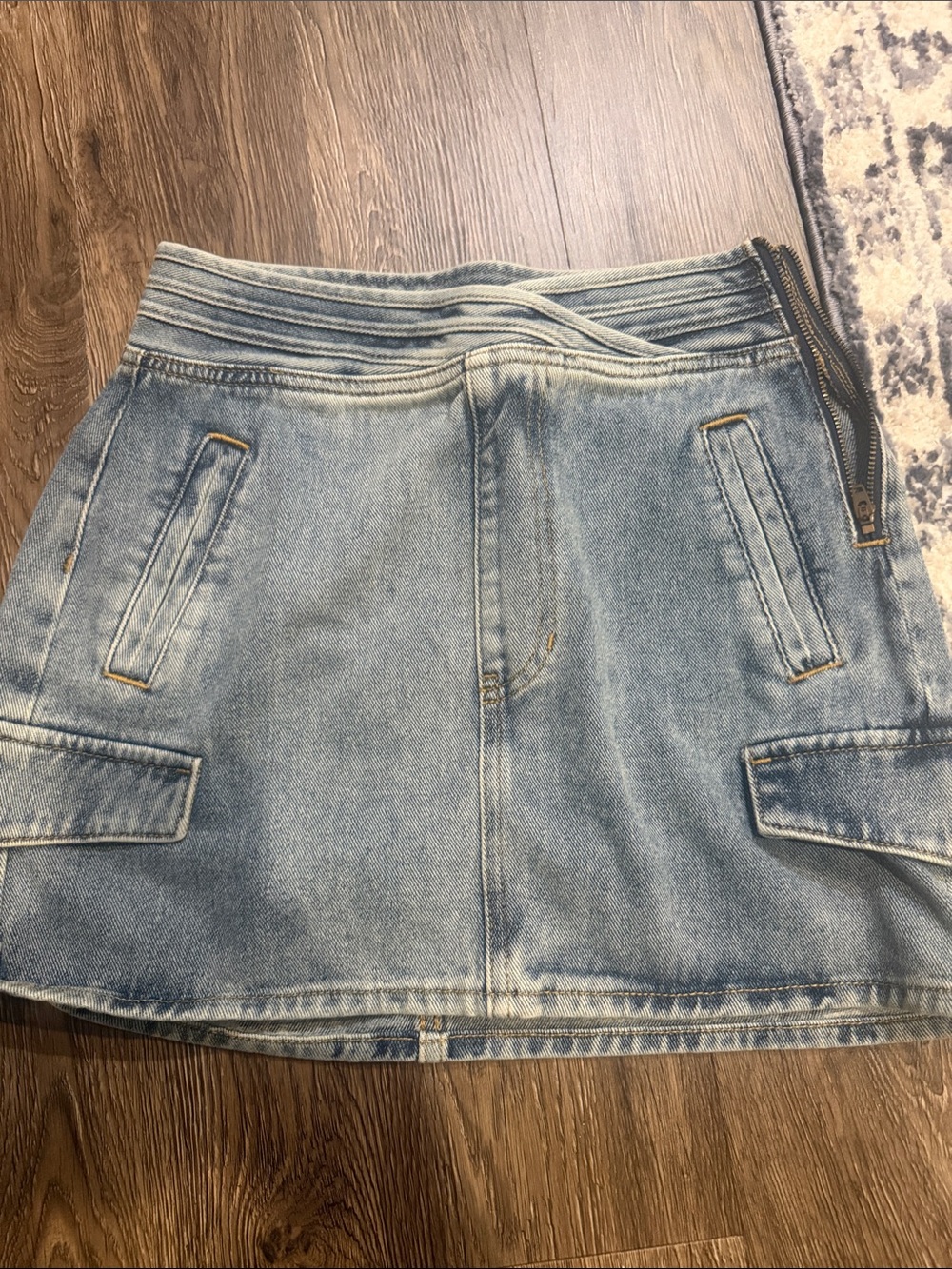 PacSun Light Blue Denim Mini Skirt with Utility Pockets